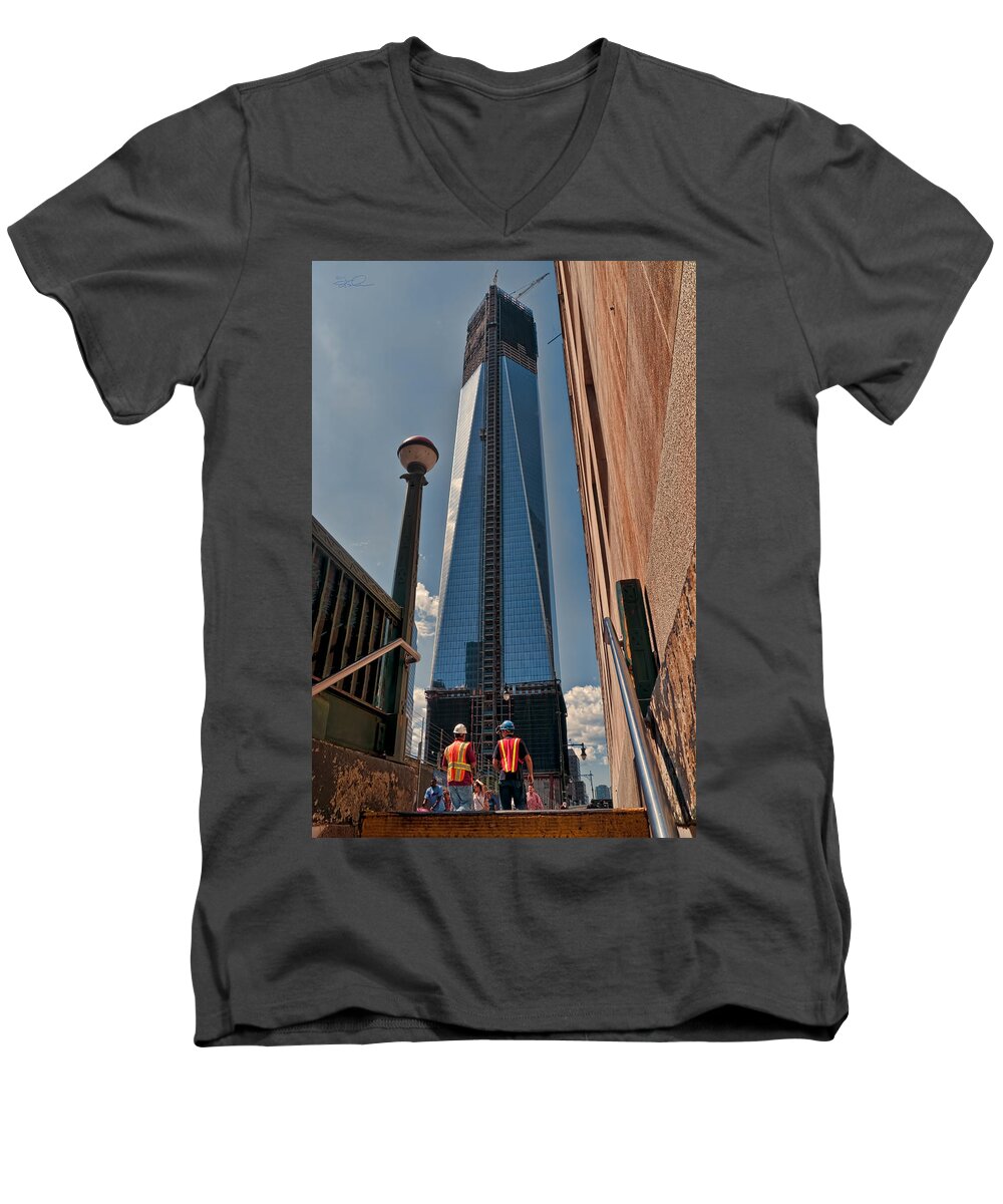 World Trade Men's V-Neck T-Shirt featuring the photograph One WTC First Look by S Paul Sahm