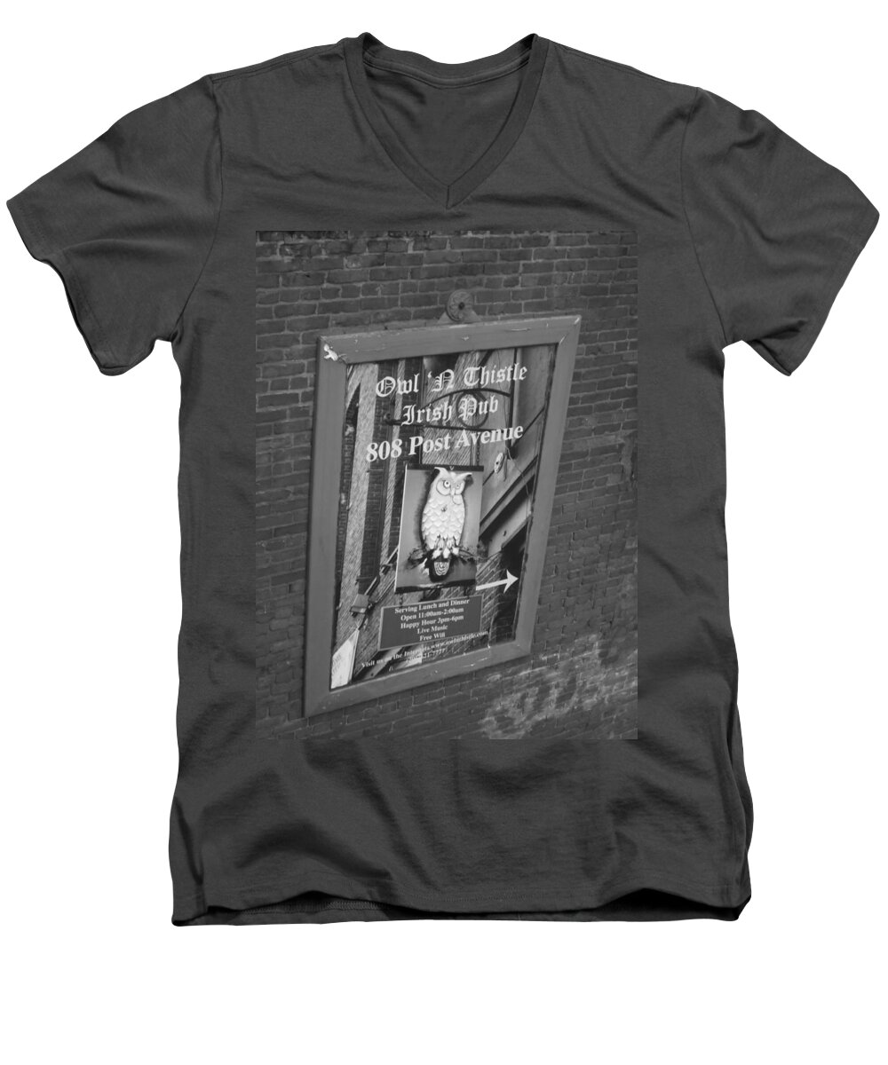 The Owl N Thistle Irish Pub Men's V-Neck T-Shirt featuring the photograph Owl And Thistle Irish Pub by Kym Backland