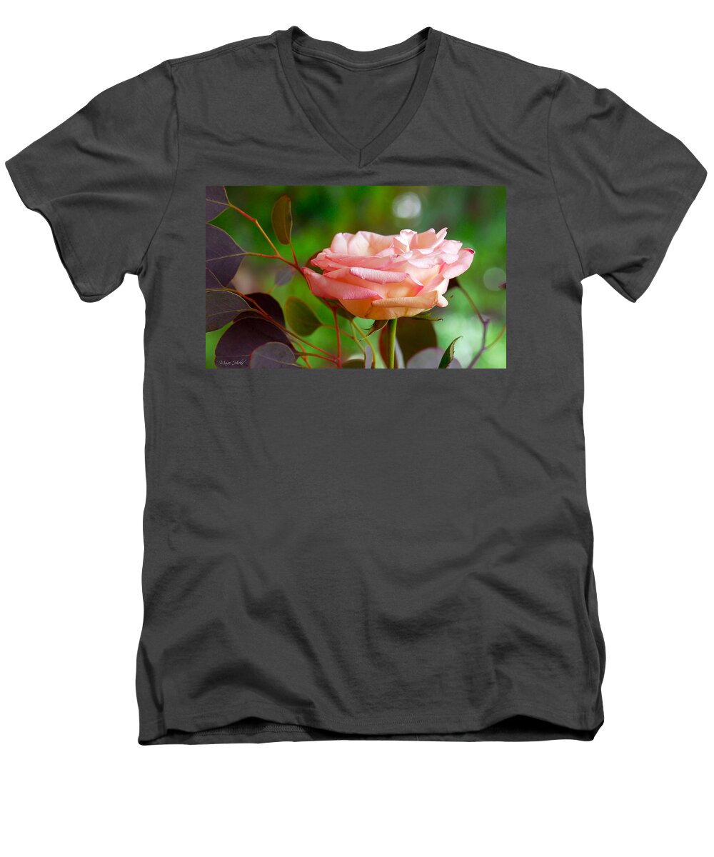 Rose Men's V-Neck T-Shirt featuring the photograph Peace Rose by Marie Hicks