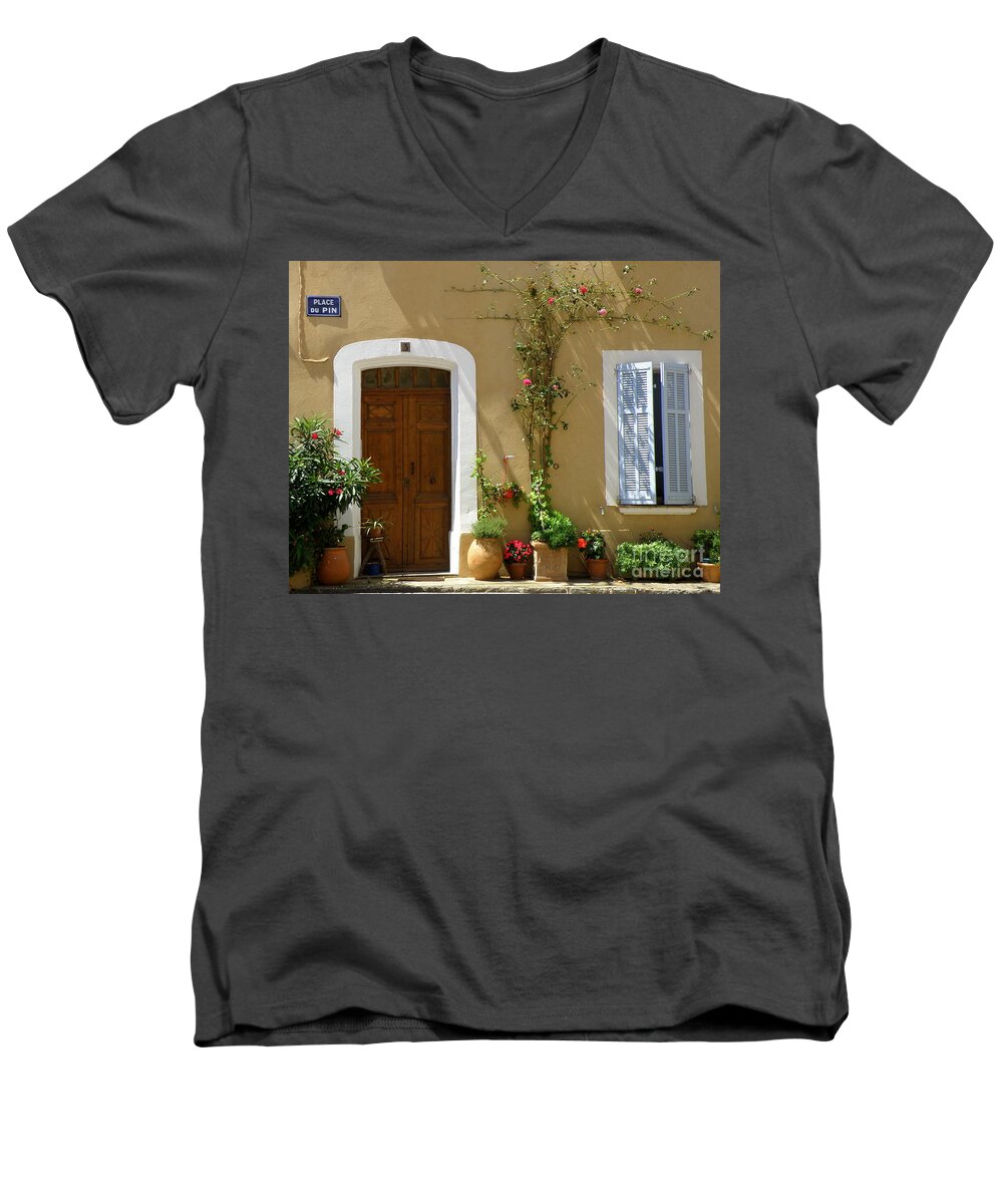Provence Men's V-Neck T-Shirt featuring the photograph Provence Door 3 by Lainie Wrightson