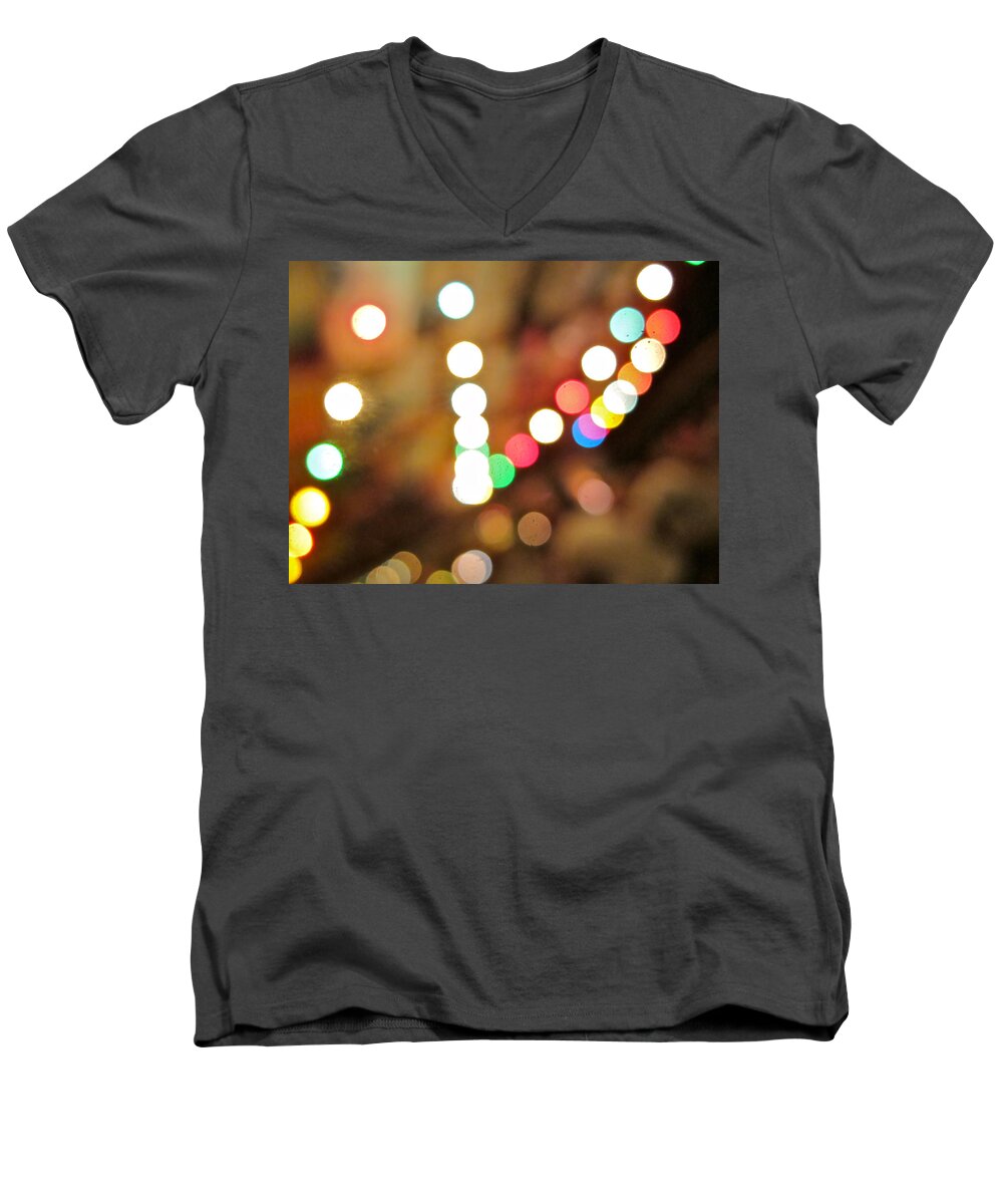 Christmas Men's V-Neck T-Shirt featuring the photograph Rainbow Brights by Kathy Corday