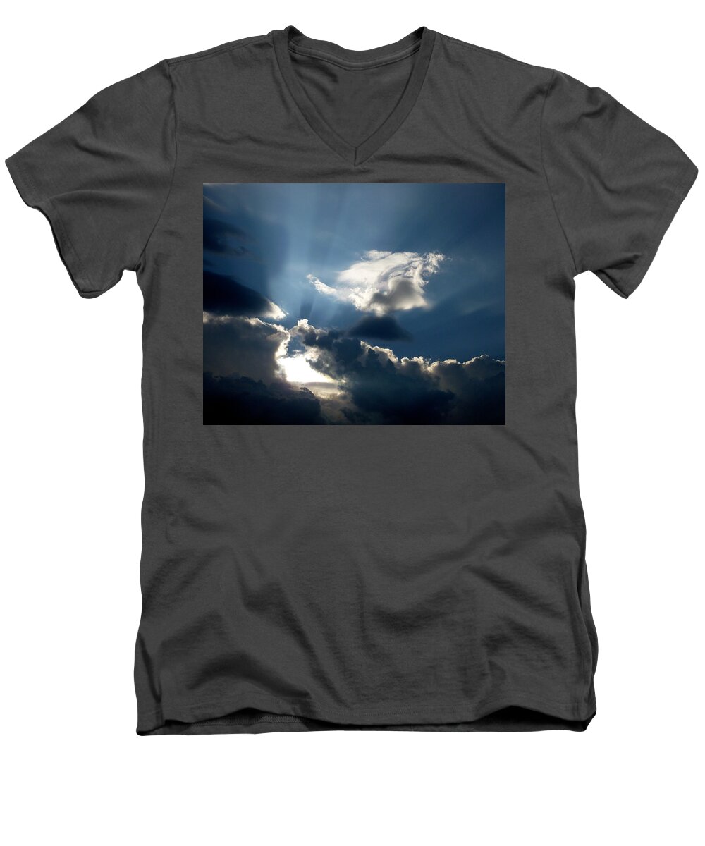 Sun Rays Men's V-Neck T-Shirt featuring the photograph Rays of Light by Mark Dodd