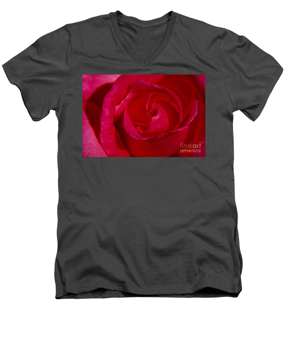 Floral Men's V-Neck T-Shirt featuring the photograph Red Rose by Mark Gilman