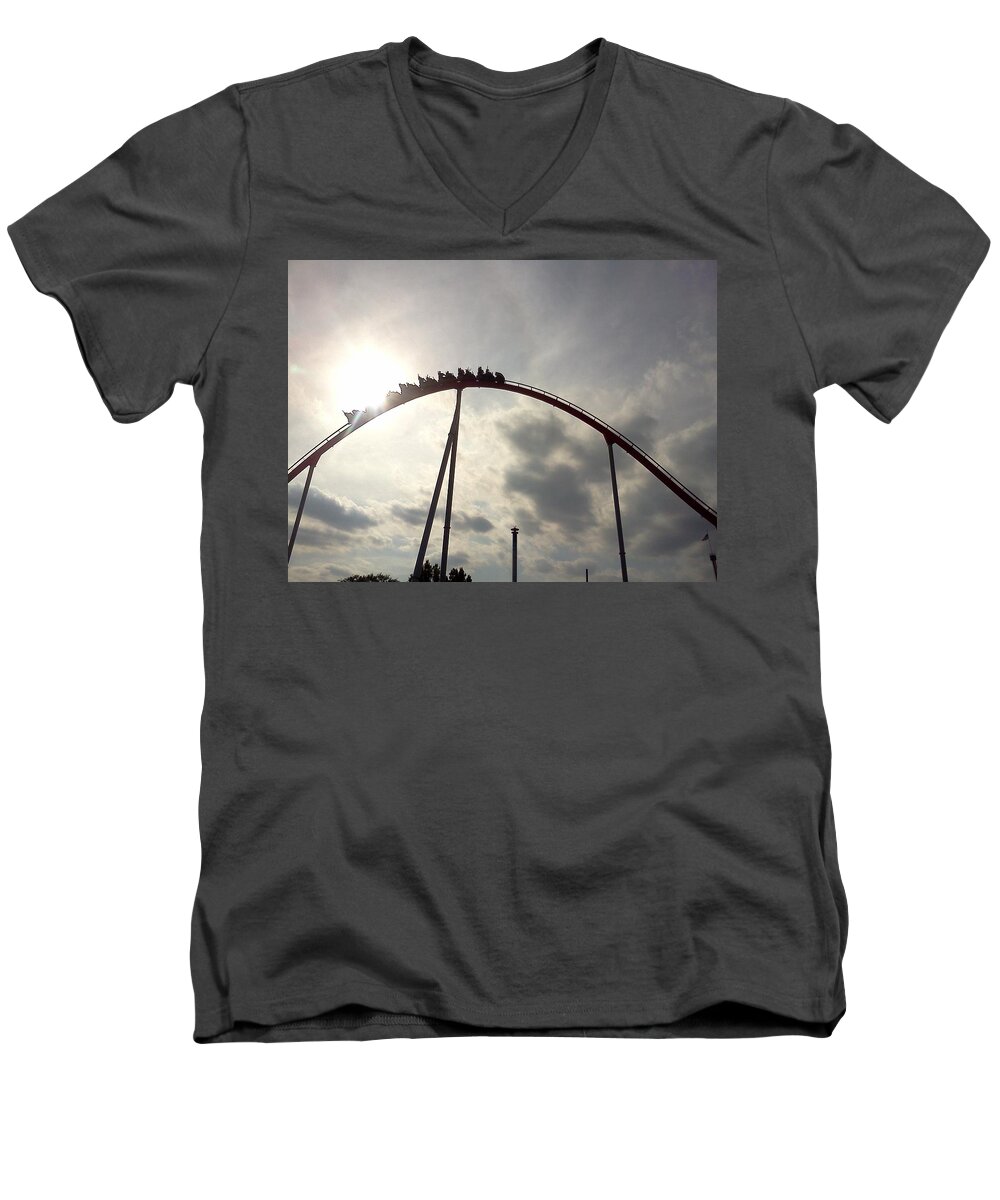 Roller Coaster Men's V-Neck T-Shirt featuring the photograph Rise and Shine by Stacy C Bottoms
