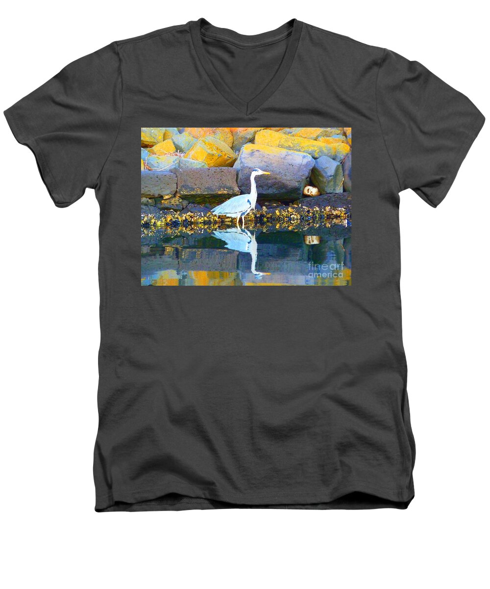 Nature Men's V-Neck T-Shirt featuring the mixed media Slow motion by Rogerio Mariani