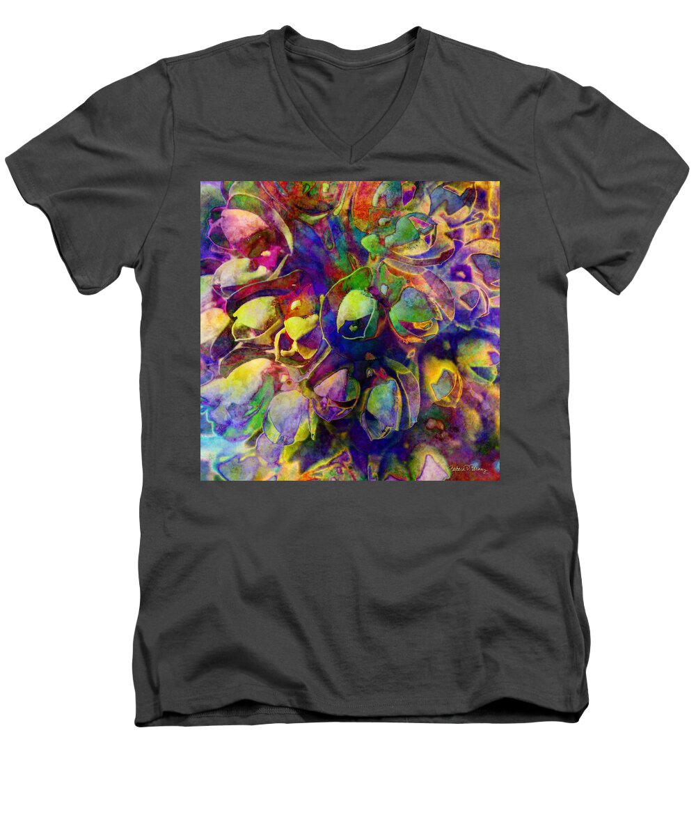 Floral Men's V-Neck T-Shirt featuring the digital art Spring in My Mind by Barbara Berney