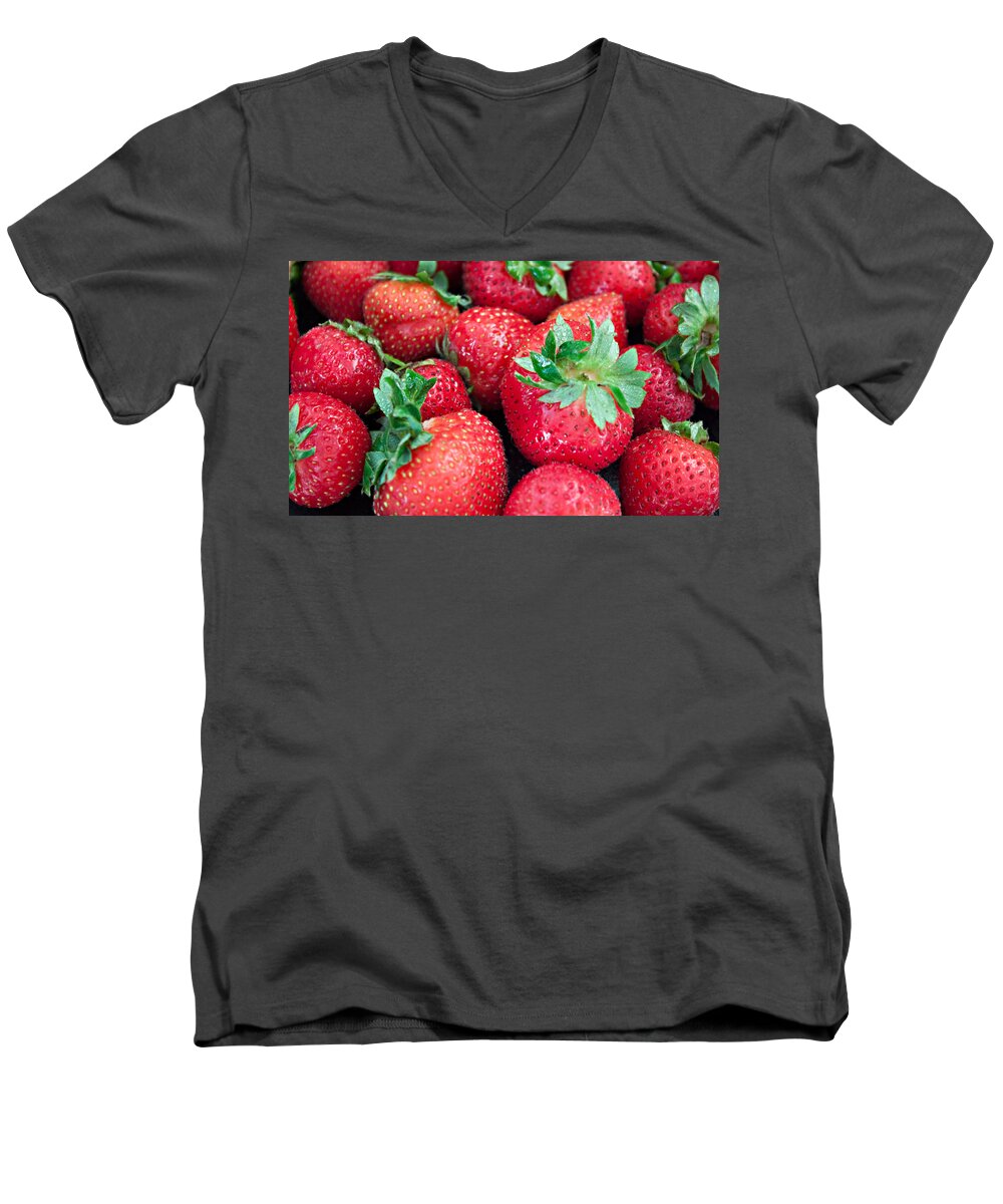 Strawberry Men's V-Neck T-Shirt featuring the photograph Strawberry Delight by Sherry Hallemeier