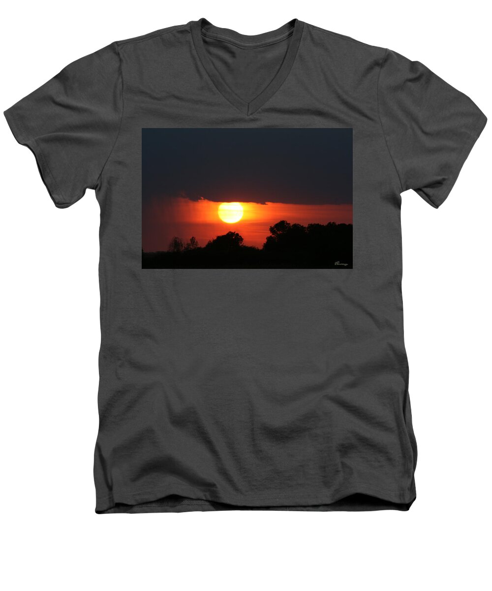 Sun Men's V-Neck T-Shirt featuring the photograph Sunshine In Rain by Andrea Lawrence