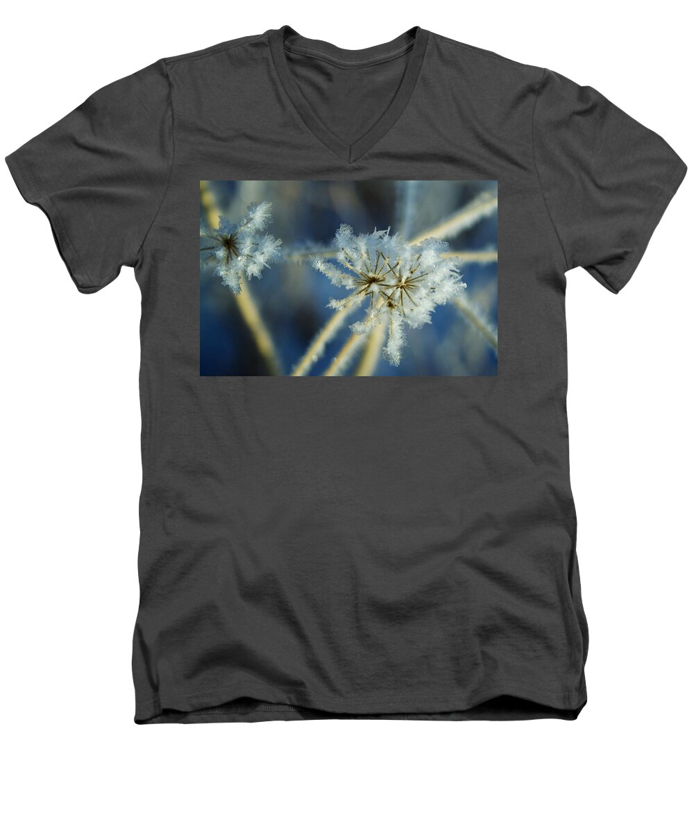 Ice Men's V-Neck T-Shirt featuring the photograph The Beauty of Winter by Ellen Heaverlo