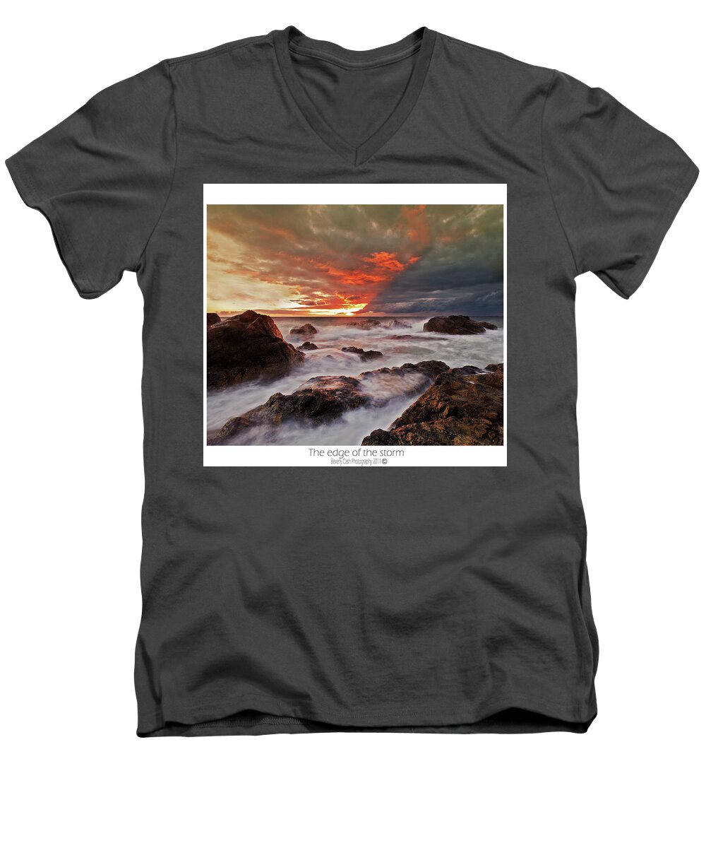 Seascape Men's V-Neck T-Shirt featuring the photograph The edge of the storm by B Cash