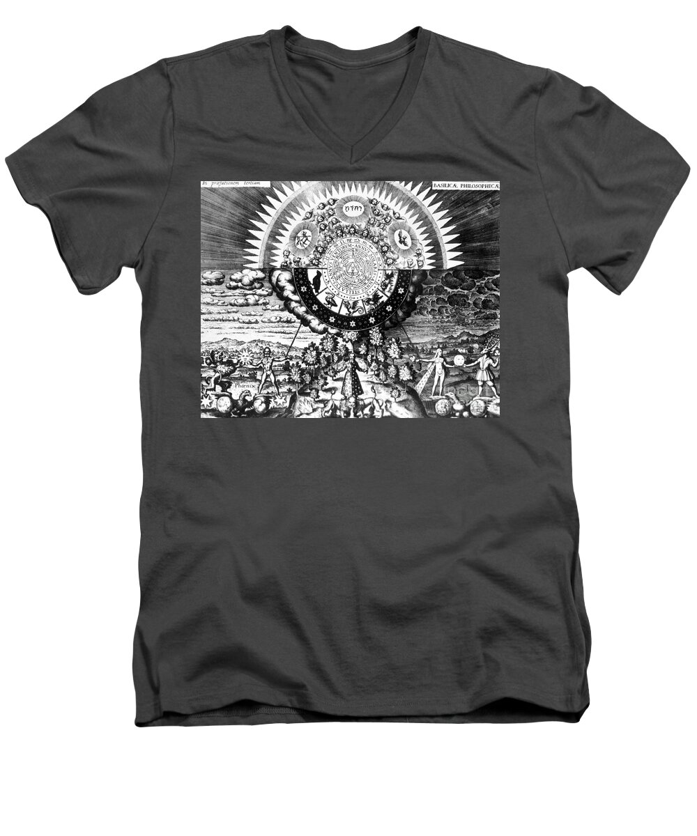 History Men's V-Neck T-Shirt featuring the photograph The Emerald Tablet, 1618 by Science Source