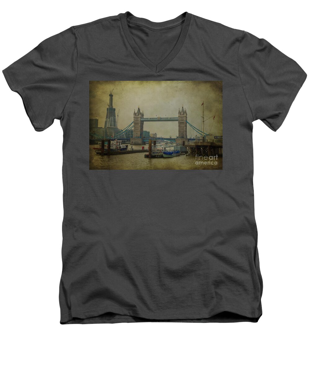 Tower Bridge Men's V-Neck T-Shirt featuring the photograph Tower Bridge. by Clare Bambers
