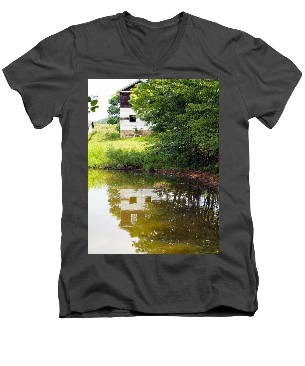 Farm Animals Men's V-Neck T-Shirt featuring the photograph Water Reflections by Robert Margetts