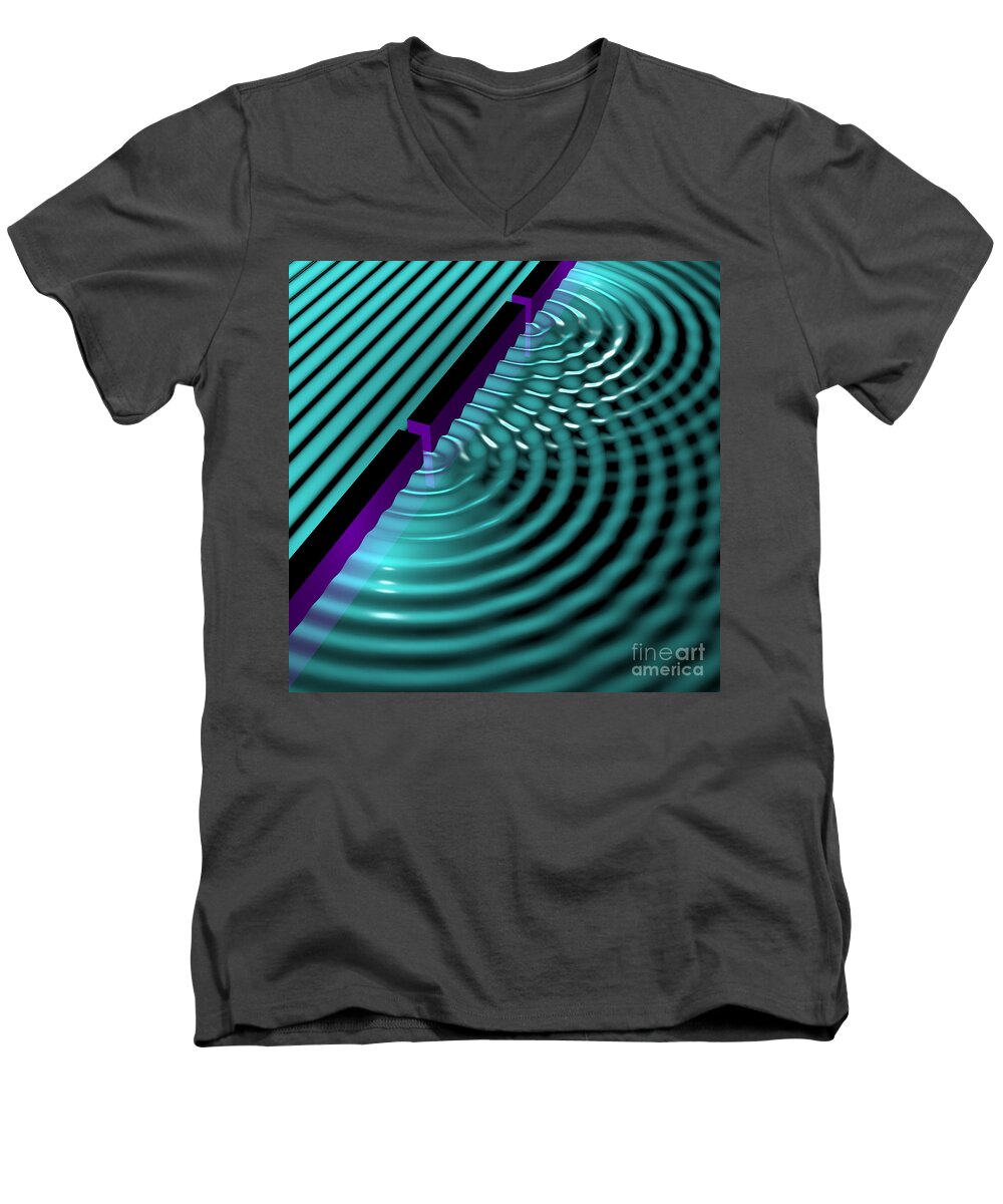 Beams Men's V-Neck T-Shirt featuring the digital art Waves Two Slit 3 by Russell Kightley