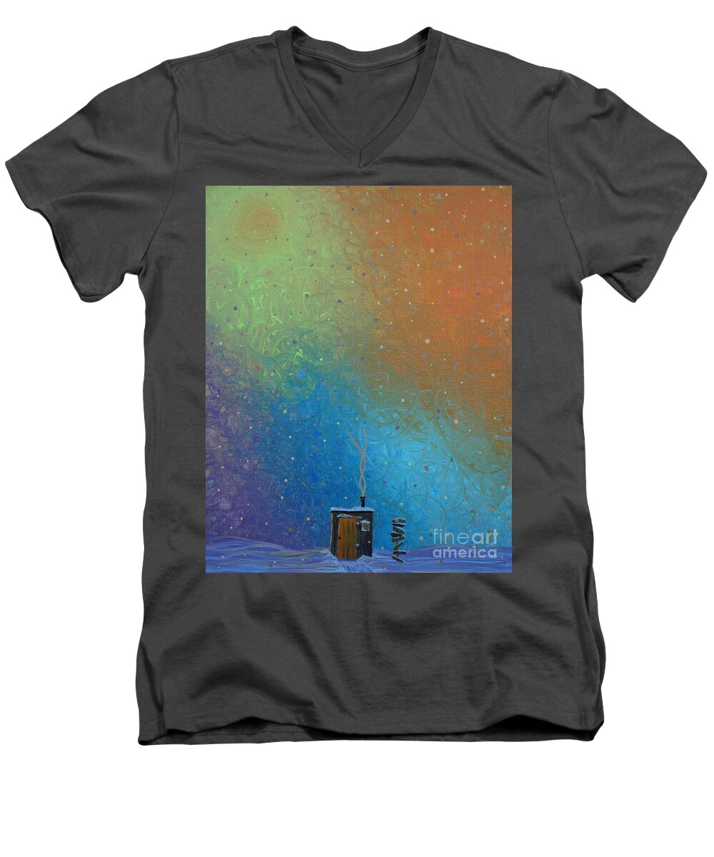 Winter Solitude 10 Men's V-Neck T-Shirt featuring the painting Winter Solitude 10 by Jacqueline Athmann