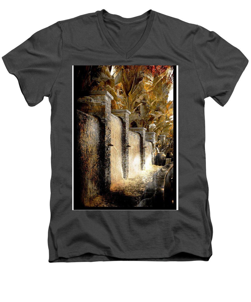 Waterfall Men's V-Neck T-Shirt featuring the photograph  Flowing Waterfall by Athala Bruckner