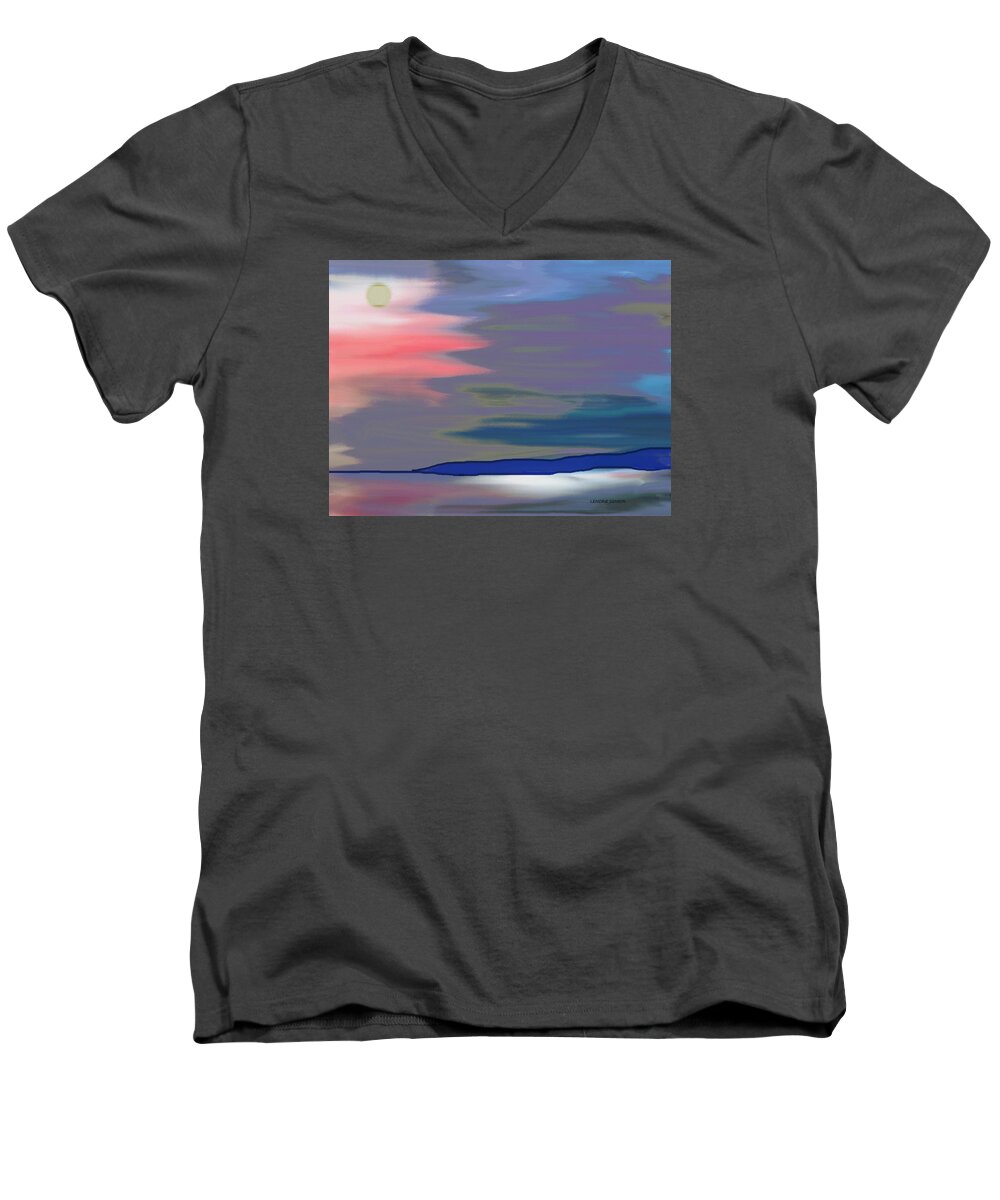 Abstract Men's V-Neck T-Shirt featuring the painting A Quiet Evening #1 by Lenore Senior
