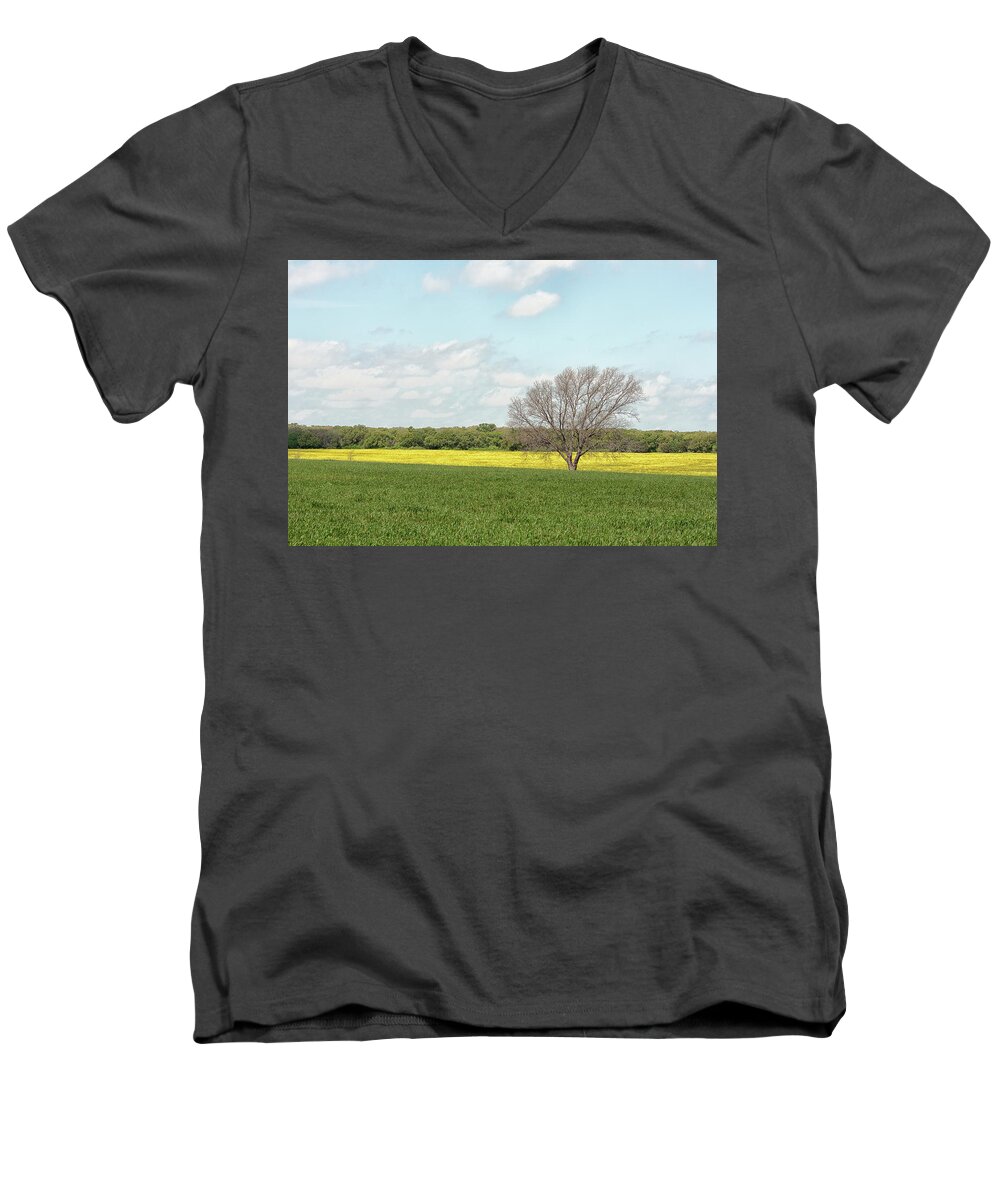 Oak Tree Men's V-Neck T-Shirt featuring the photograph All Alone #2 by Victor Culpepper