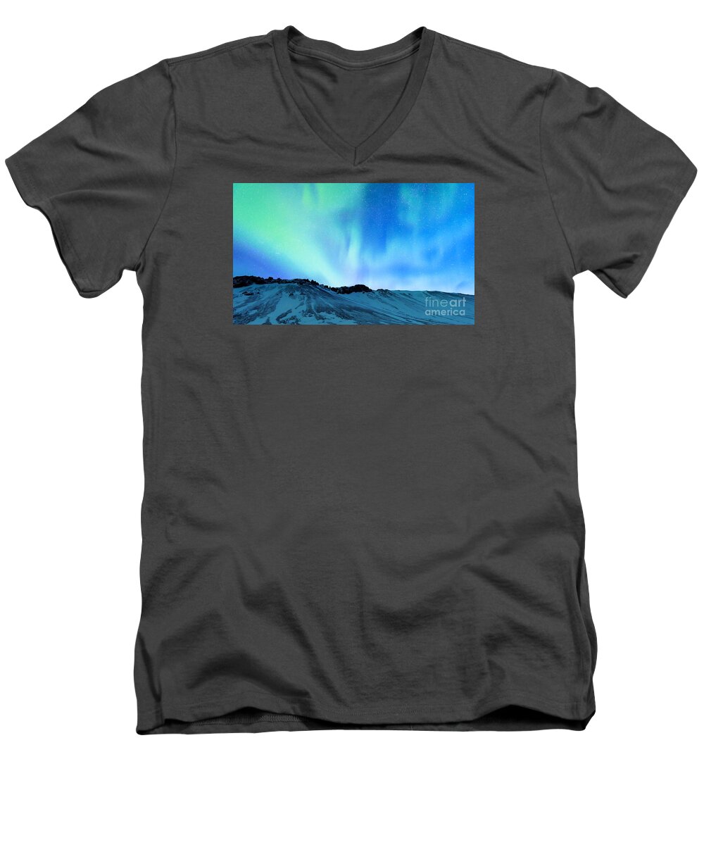 Amazing Men's V-Neck T-Shirt featuring the photograph Amazing Northern light #1 by Anna Om