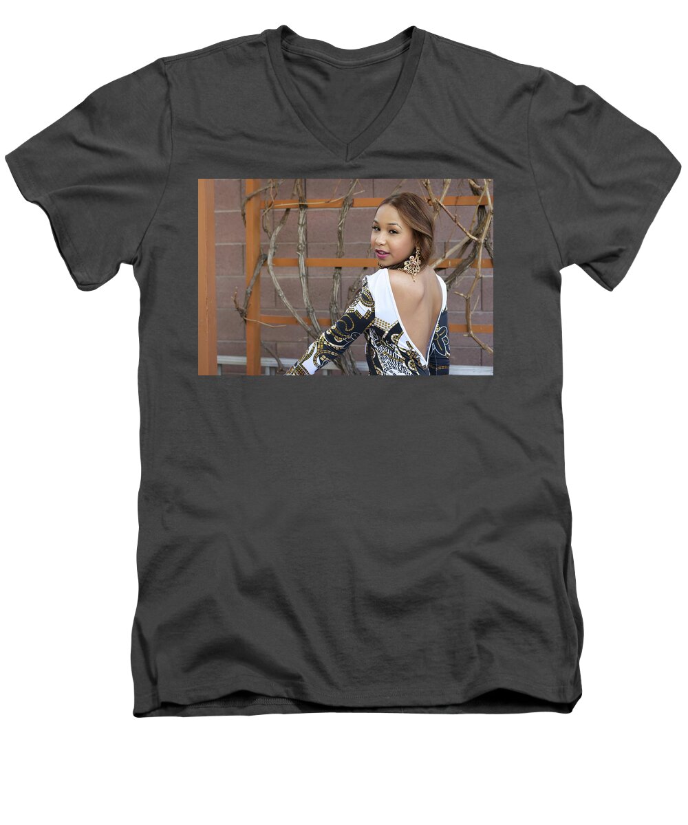  Men's V-Neck T-Shirt featuring the photograph Baby Back Cathy by Carl Wilkerson