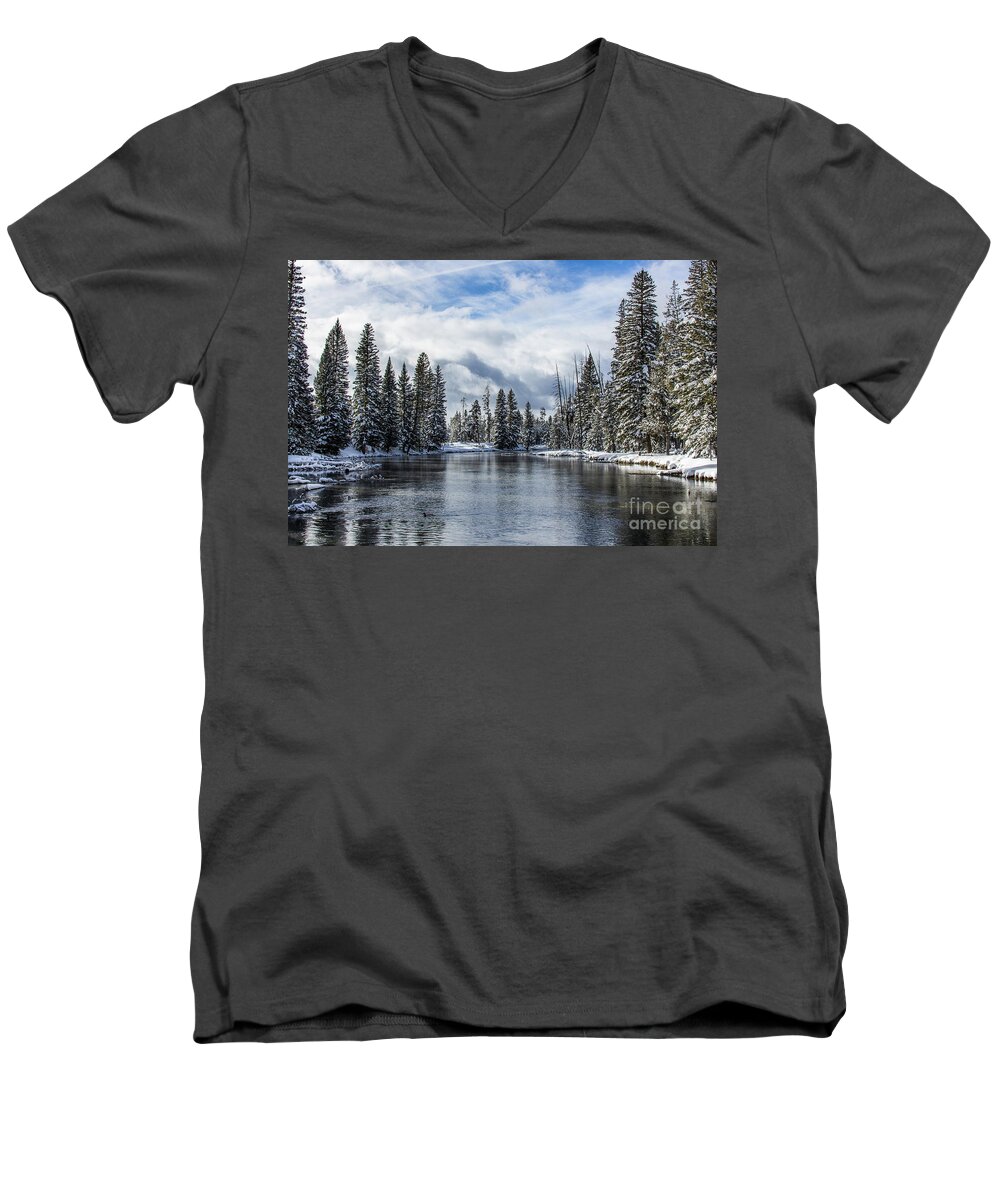 Big Springs In Winter Men's V-Neck T-Shirt featuring the photograph Big Springs in Winter Idaho Journey Landscape Photography by Kaylyn Franks by Kaylyn Franks