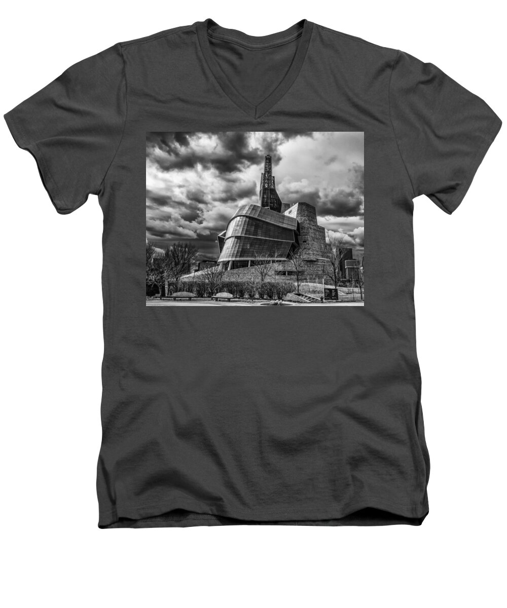 Winnipeg Men's V-Neck T-Shirt featuring the photograph Canadian Museum for Human Rights #2 by Tom Gort