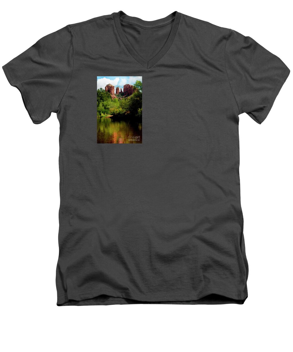 Cathedral Rock Men's V-Neck T-Shirt featuring the photograph Cathedral Rock #2 by Ivete Basso Photography