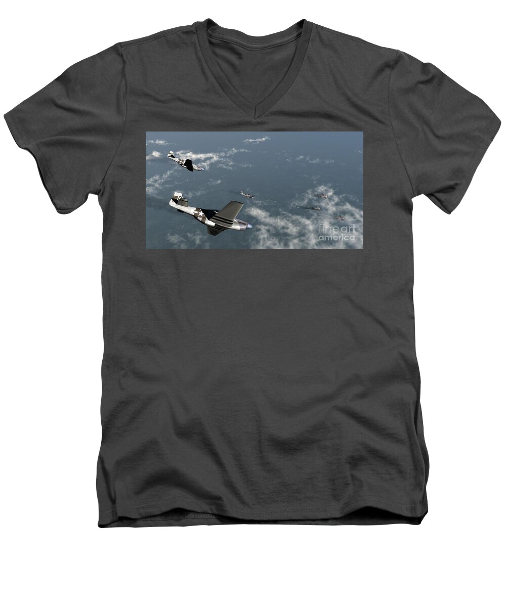 Aviation Men's V-Neck T-Shirt featuring the digital art Engagement Party #1 by Richard Rizzo