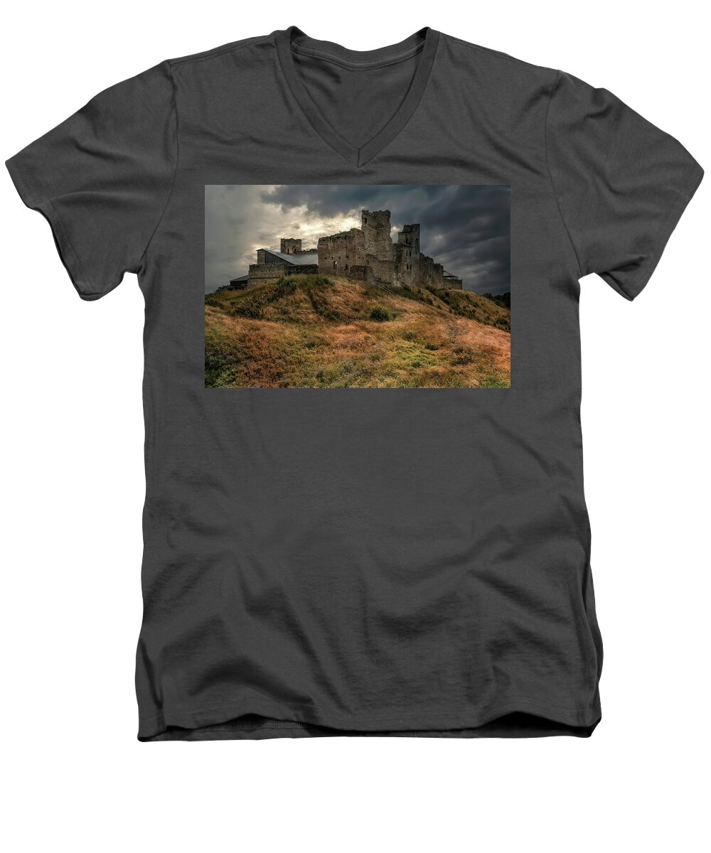 Castle Men's V-Neck T-Shirt featuring the photograph Forgotten Castle #1 by Jaroslaw Blaminsky