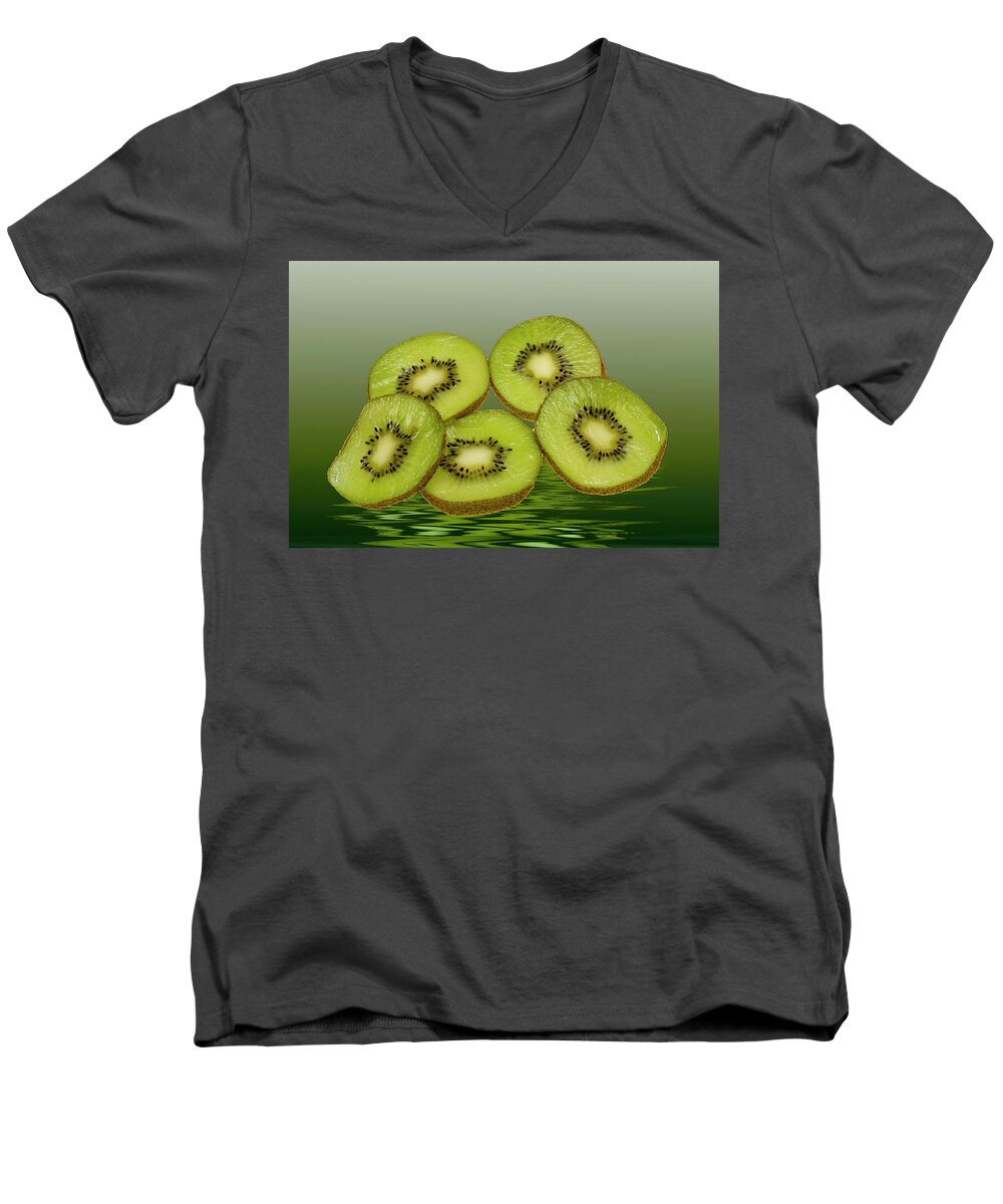Fresh Fruit Men's V-Neck T-Shirt featuring the photograph Fresh Kiwi fruits #1 by David French
