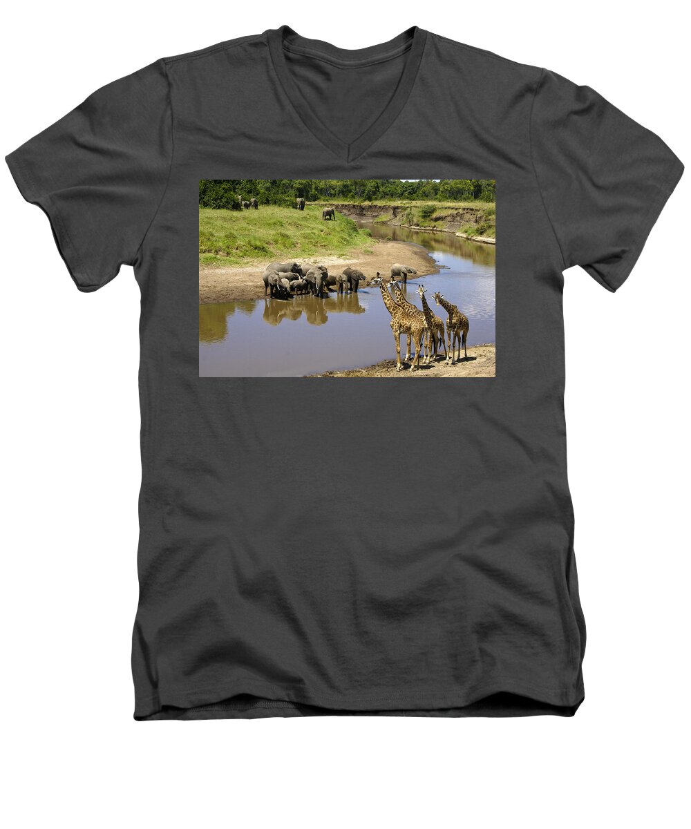 Africa Men's V-Neck T-Shirt featuring the photograph Garden of Eden by Michele Burgess
