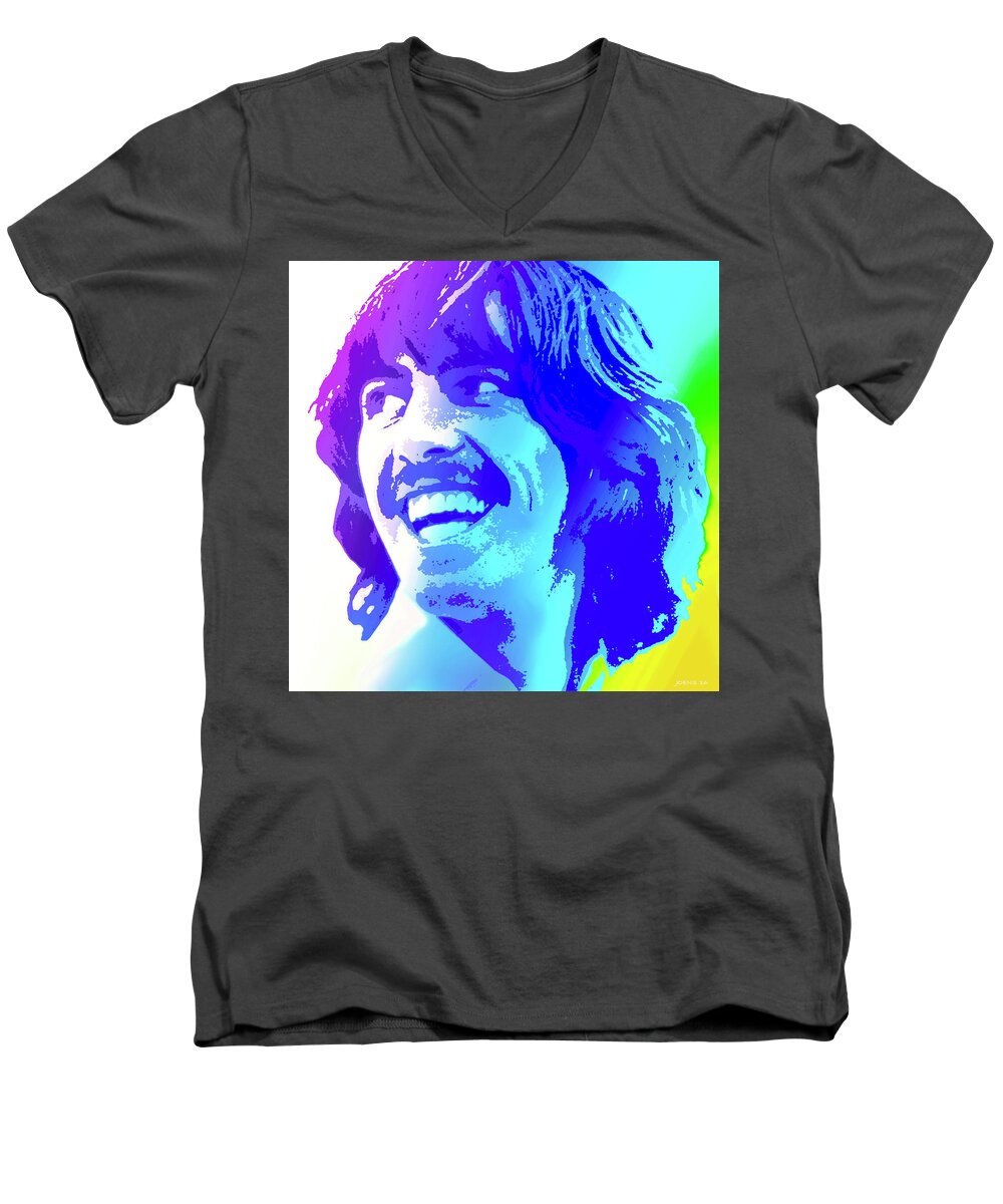 George Harrison Men's V-Neck T-Shirt featuring the digital art George Harrison #2 by Greg Joens