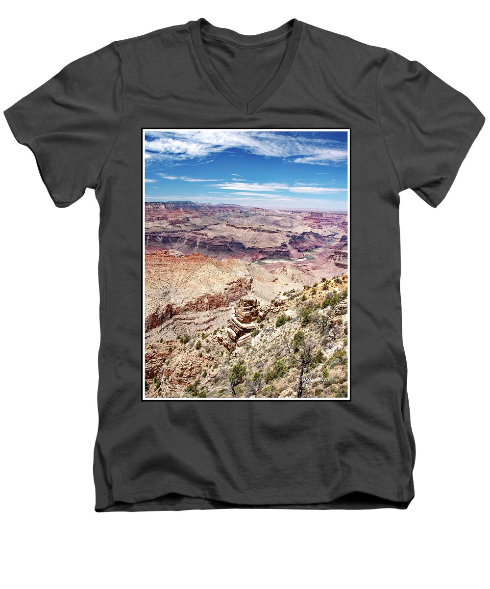 Grand Canyon National Park Men's V-Neck T-Shirt featuring the photograph Grand Canyon View from the South Rim, Arizona #1 by A Macarthur Gurmankin