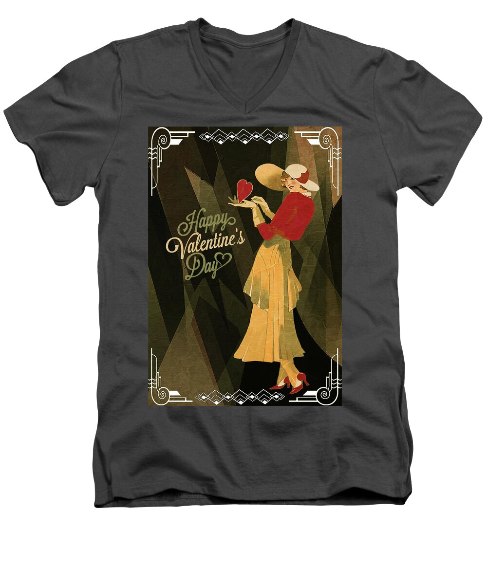 Woman Men's V-Neck T-Shirt featuring the digital art Happy Valentines Day by Jeff Burgess