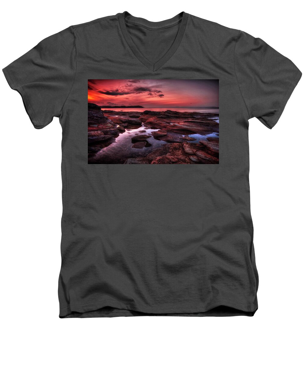 Madrona Point Men's V-Neck T-Shirt featuring the photograph Madrona #1 by Randy Hall