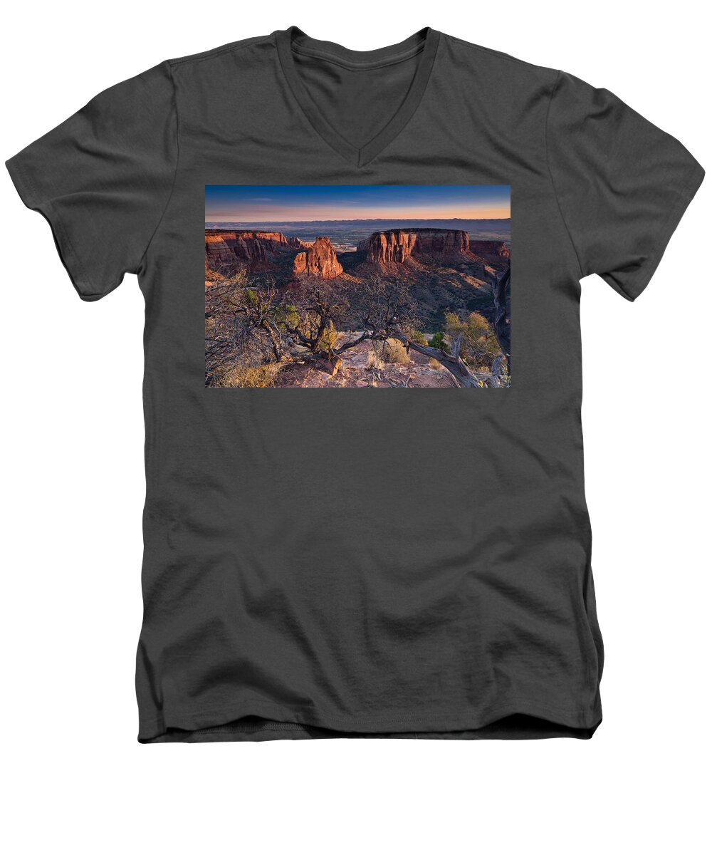 Colorado National Monument Men's V-Neck T-Shirt featuring the photograph Morning at Colorado National Monument #1 by Greg Nyquist