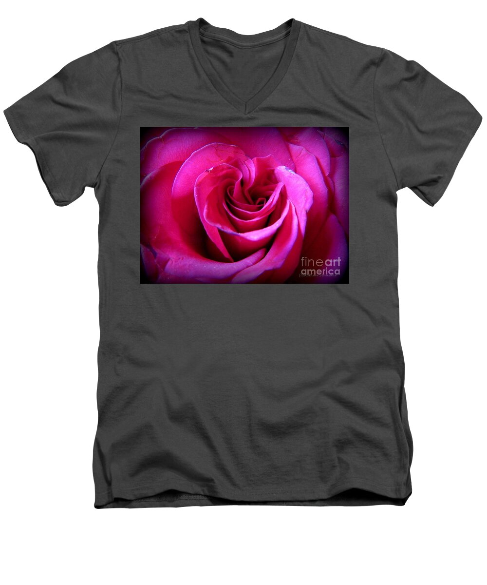 Flowers Men's V-Neck T-Shirt featuring the photograph My Rose #1 by Rabiah Seminole