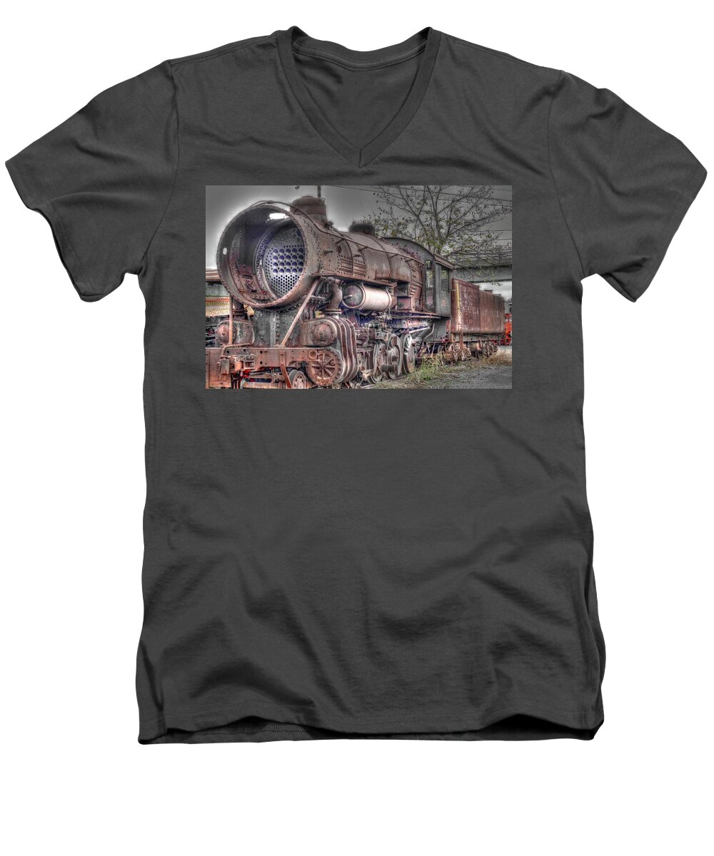 Retro Men's V-Neck T-Shirt featuring the digital art Olde 1151 #1 by Dan Stone