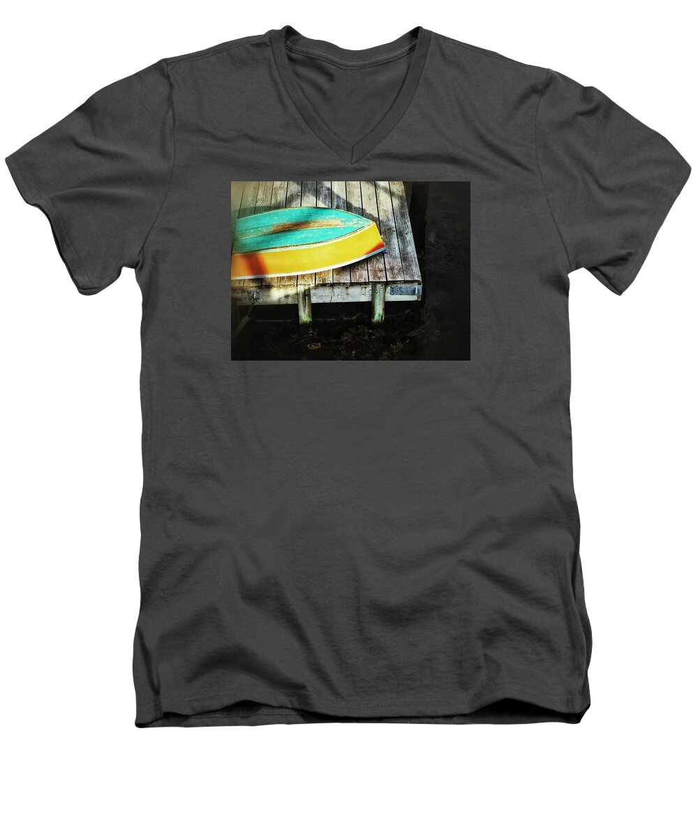Row Boat Men's V-Neck T-Shirt featuring the photograph On deck #1 by Olivier Calas
