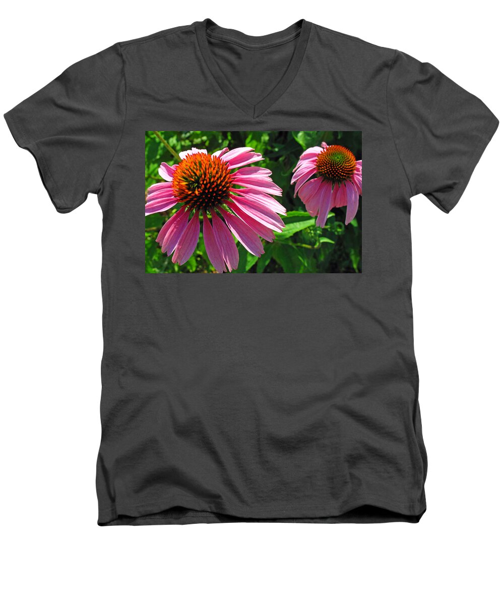 Floral Men's V-Neck T-Shirt featuring the photograph Pinks #1 by Barbara McDevitt