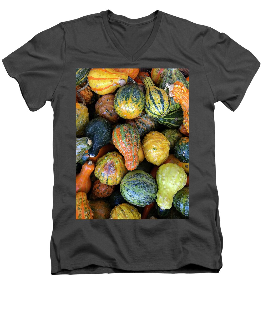 10.30.17_a Img 0740 Cv Men's V-Neck T-Shirt featuring the photograph Pumpkins #2 by Dorin Adrian Berbier