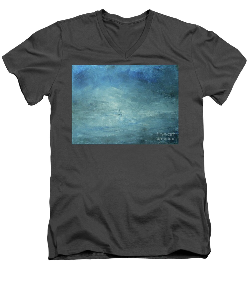 Abstract Men's V-Neck T-Shirt featuring the painting Sail Away #1 by Jane See