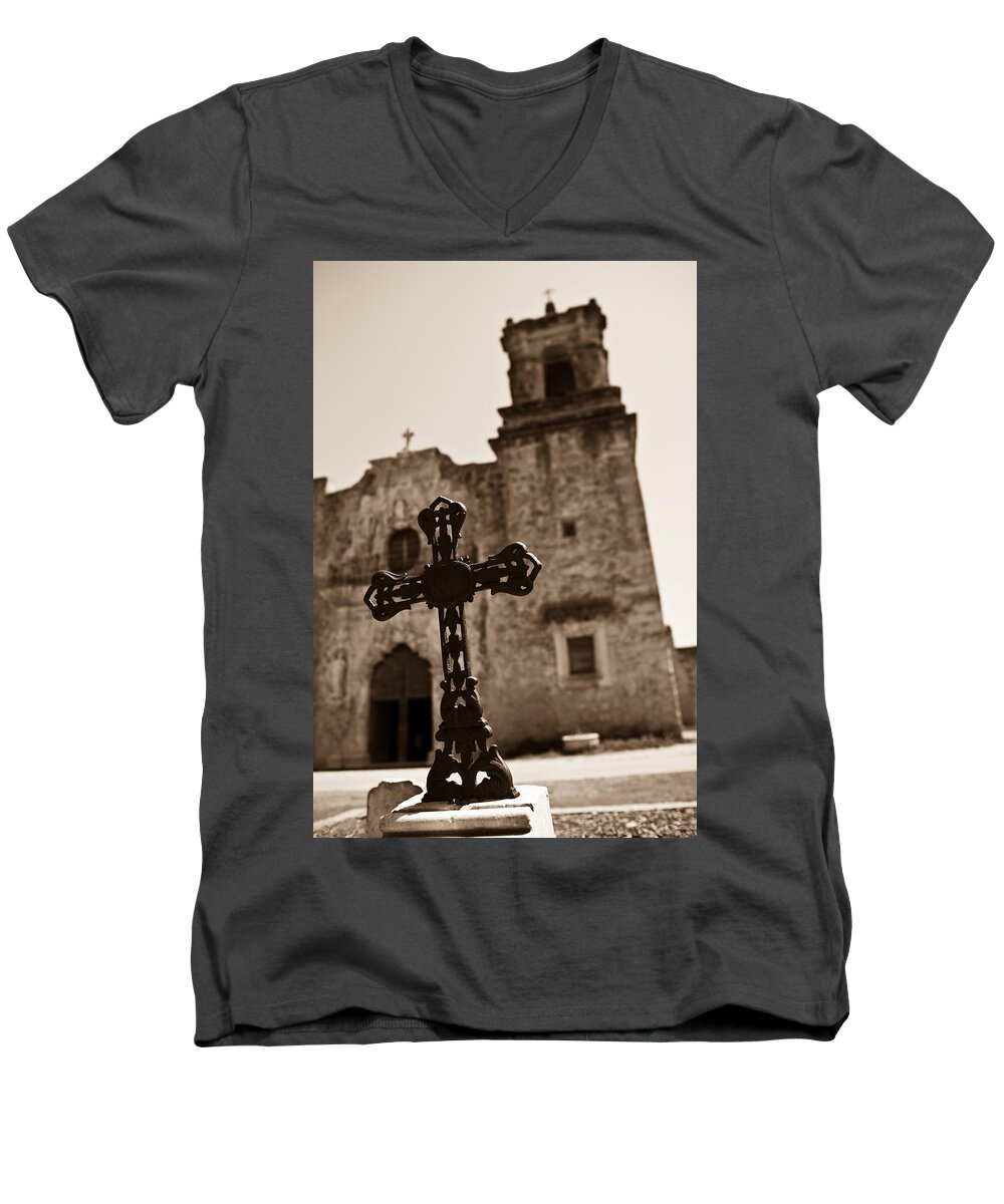 San Antonio Men's V-Neck T-Shirt featuring the photograph San Antonio #1 by Sebastian Musial