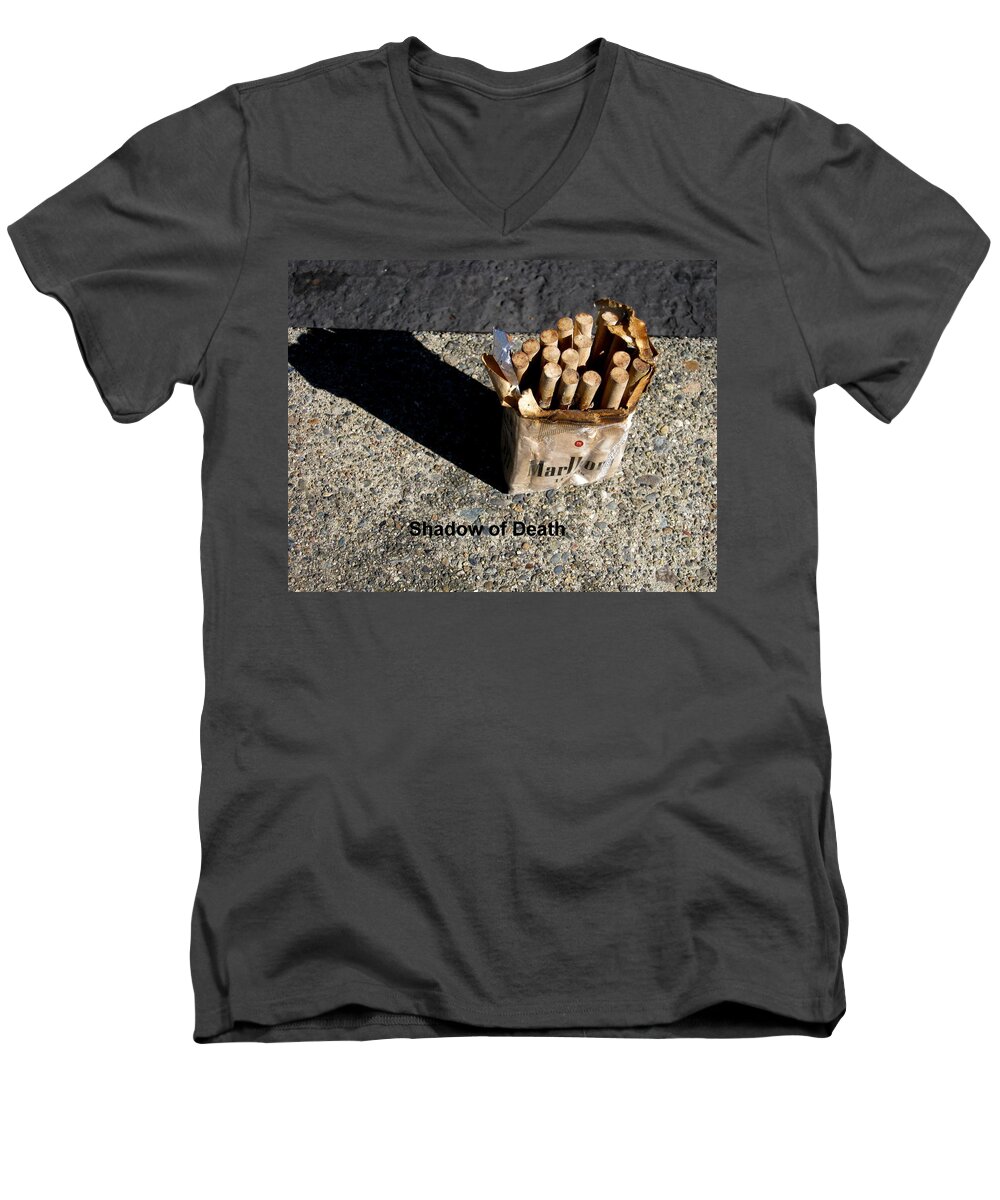 Shadow Men's V-Neck T-Shirt featuring the photograph Shadow of Death #2 by Marie Neder