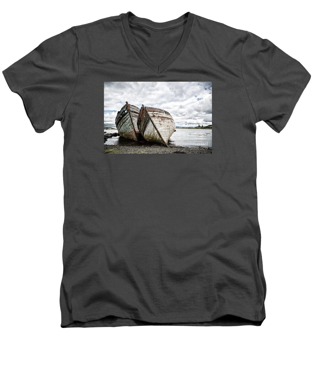 Mull Men's V-Neck T-Shirt featuring the photograph Shipwrecks #1 by Jane Rix