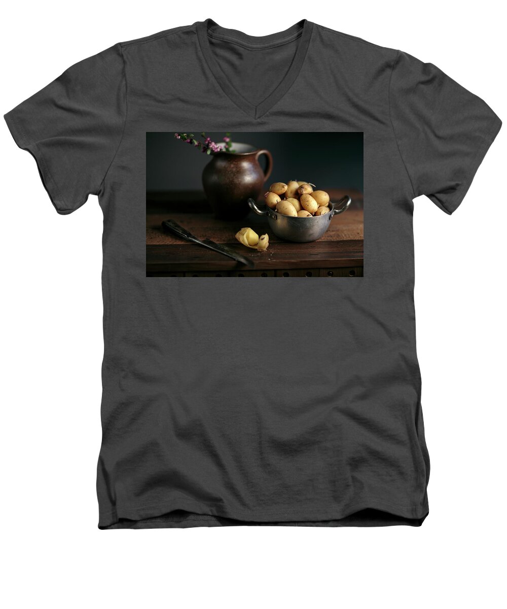 Potato Men's V-Neck T-Shirt featuring the photograph Still Life with Potatoes #1 by Nailia Schwarz