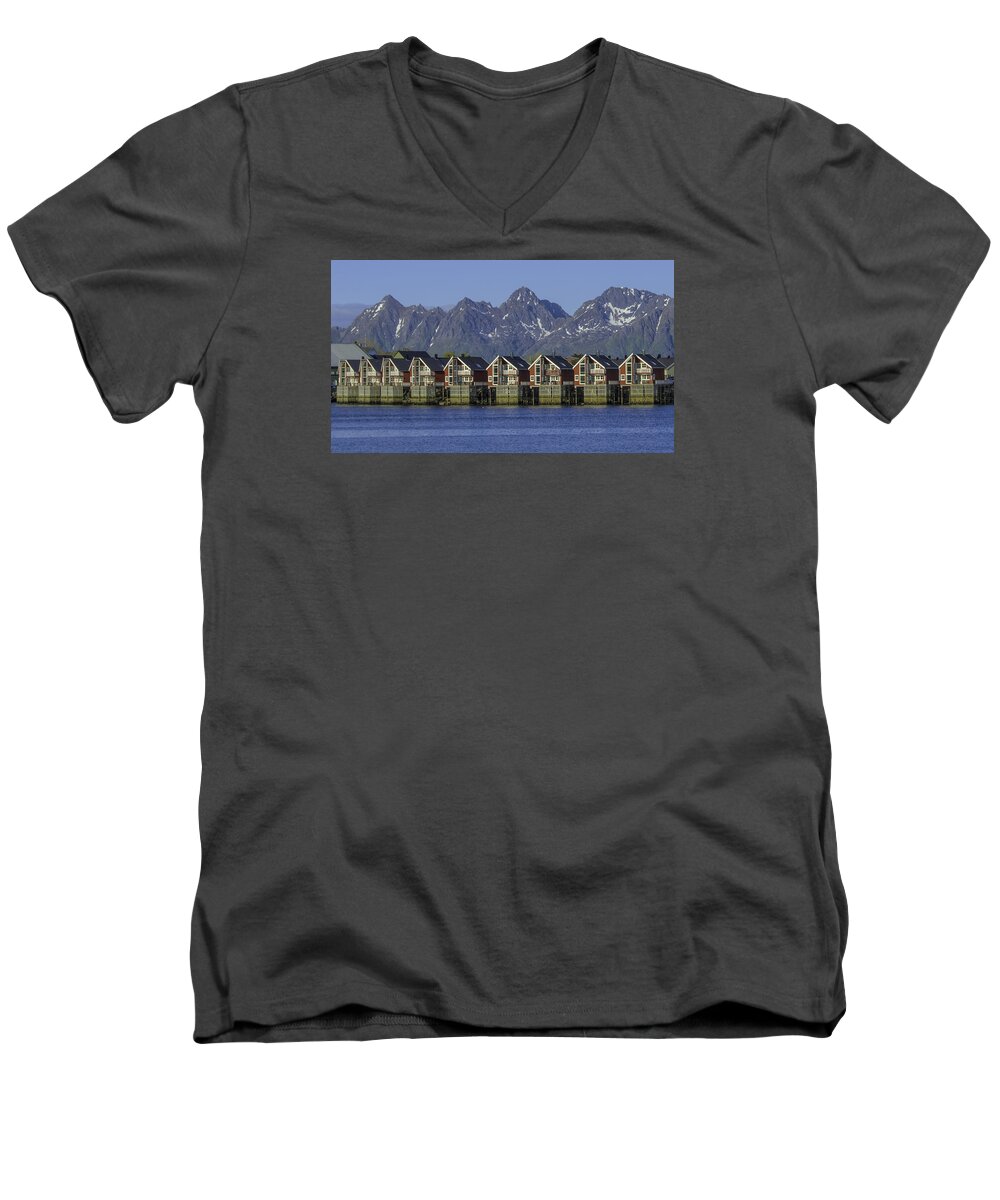 Norway Men's V-Neck T-Shirt featuring the photograph Svolvaer Norway by Alan Toepfer