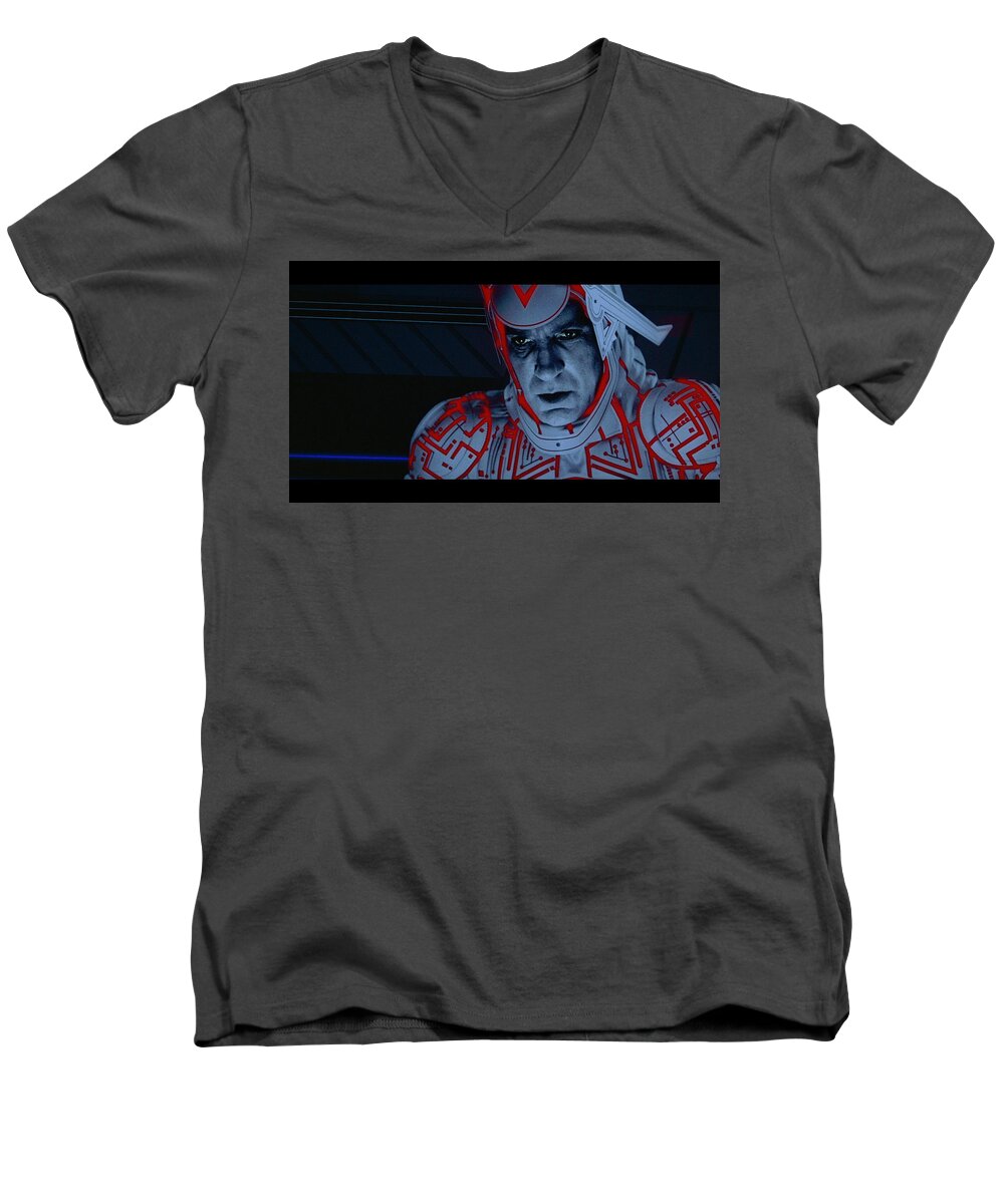 Tron Men's V-Neck T-Shirt featuring the digital art Tron #1 by Maye Loeser