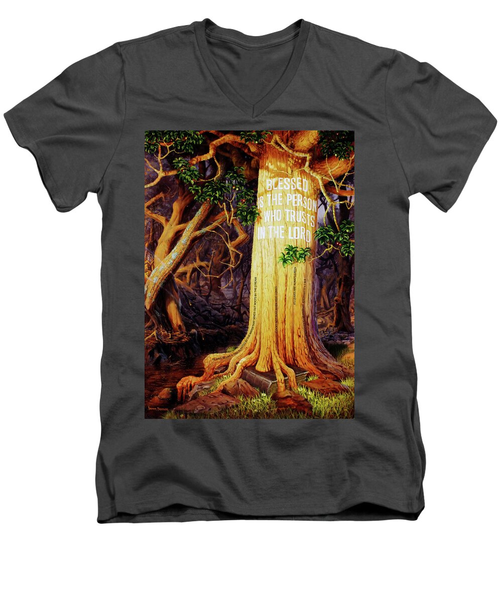 Standing Men's V-Neck T-Shirt featuring the painting Trust in the Lord #1 by Graham Braddock