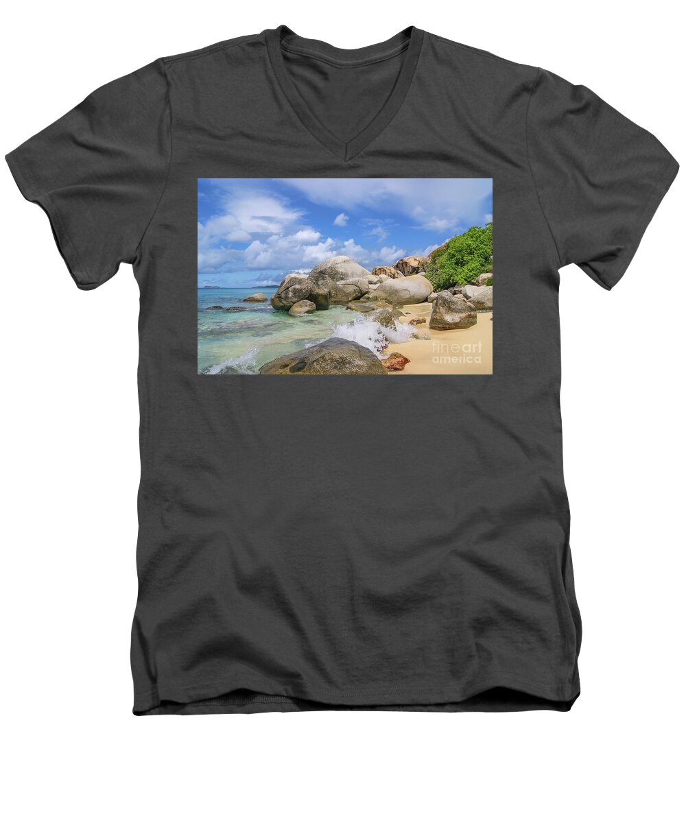 Virgin Gorda Men's V-Neck T-Shirt featuring the photograph Virgin Gorda The Baths British Virgin Islands #1 by Olga Hamilton